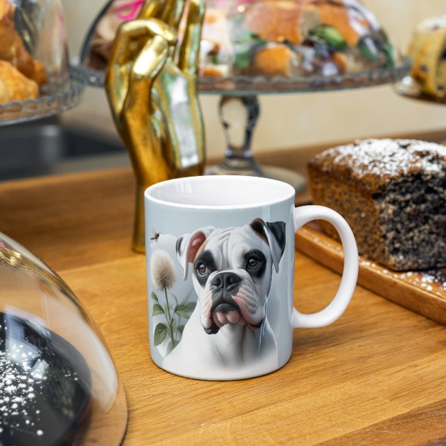 Caneca De Café Linda Cachorro Branco em destaque na Nature (Criador carregado)