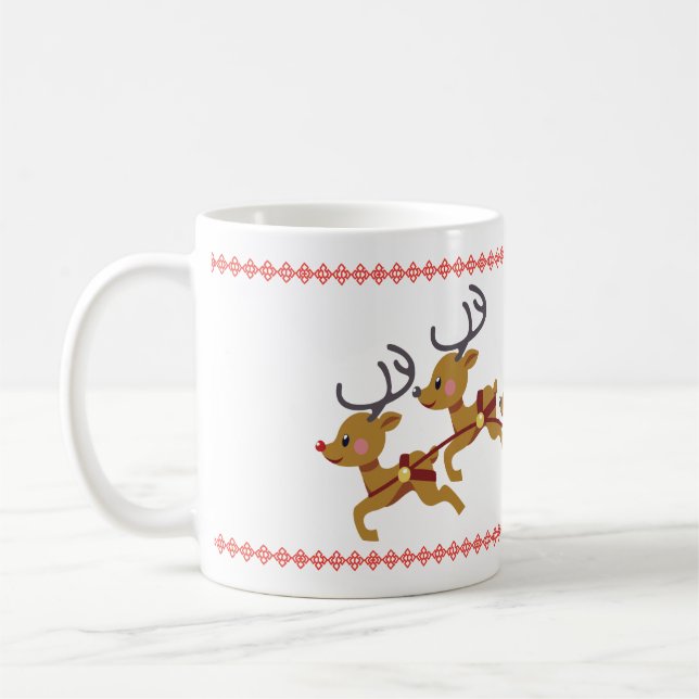Caneca De Café Linda Cama de Natal Colorida (Esquerda)