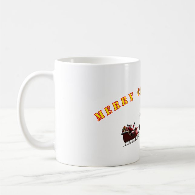 Caneca De Café Linda Cama de Natal Feliz (Esquerda)