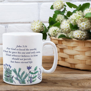 Caneca De Café Linda citação Cristã Floral Bonito John 3:16