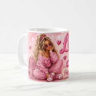 Caneca De Café Linda de Rosa Garota Feminina Inspiradora Ama Você
