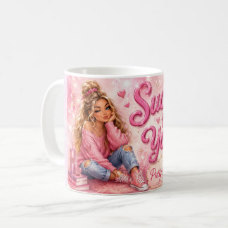 Caneca De Café Linda de Rosa Garota Feminina na Moda Apaixonada p