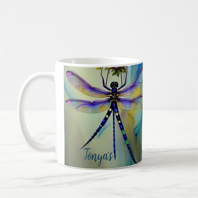 Caneca De Café Linda Dragonfly De Aquarela, Coffee Mug (Esquerda)
