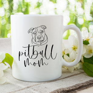 Caneca De Café Linda e Minimalista Arte Pitbull Mãe