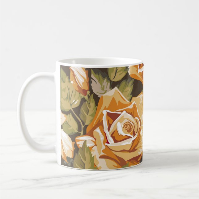 Caneca De Café Linda esboço Floral de café Mug (Esquerda)
