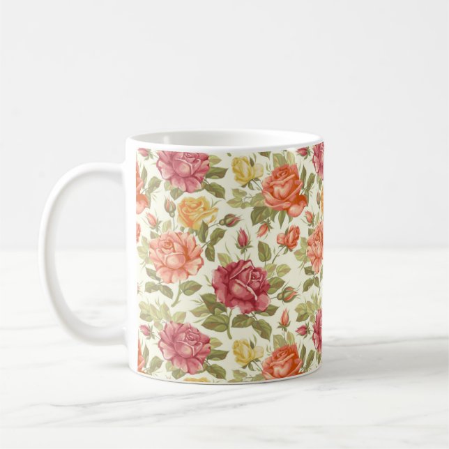 Caneca De Café Linda esboço Floral de café Mug (Esquerda)