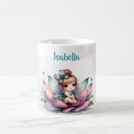 Caneca De Café Linda fada sentada dentro da flor