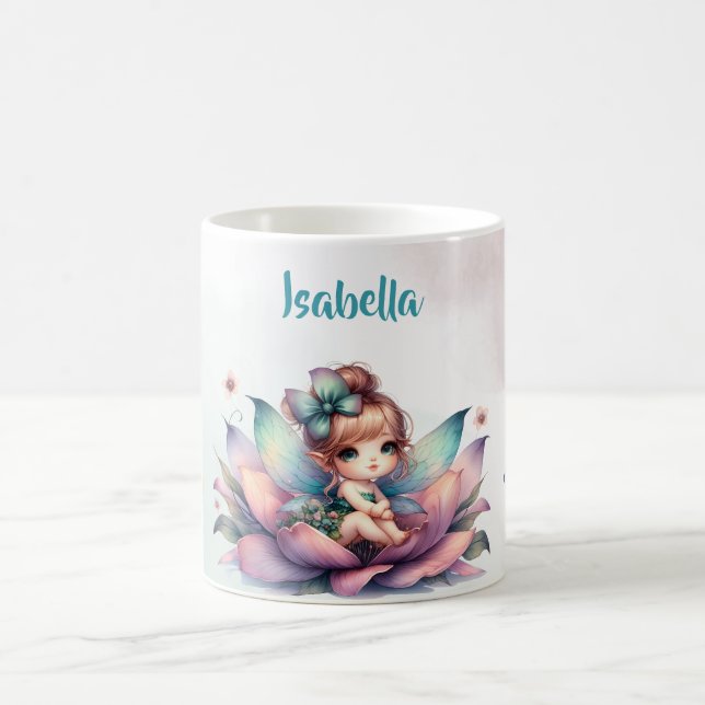 Caneca De Café Linda fada sentada dentro da flor (Centro)