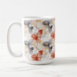 Caneca De Café Linda feminina Peach Red Blue e White Floral
