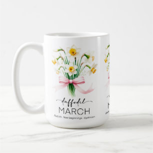 Caneca De Café Linda Flor do Mês de Nascimento/Narciso/Março
