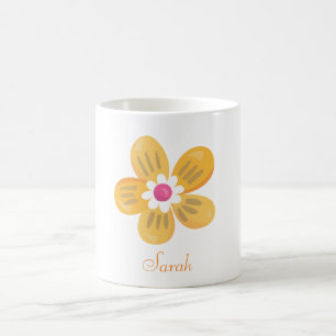 Caneca De Café Linda Flor Laranja