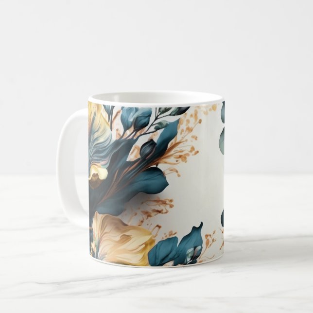 Caneca De Café Linda floral em aquarela (Frente Esquerda)