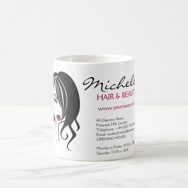 Caneca De Café Linda garota com cabelo ondulado Ícone de maquiage (Centro)