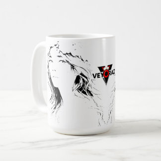 Caneca De Café Linda Garota de Anime Floral – Estética Pastel Sua