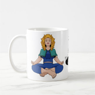 Caneca De Café Linda Garota Loira Pose de Ioga Lótus Fofa
