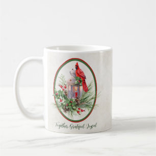Caneca De Café Linda lanterna com o Natal Holly e Cardeal