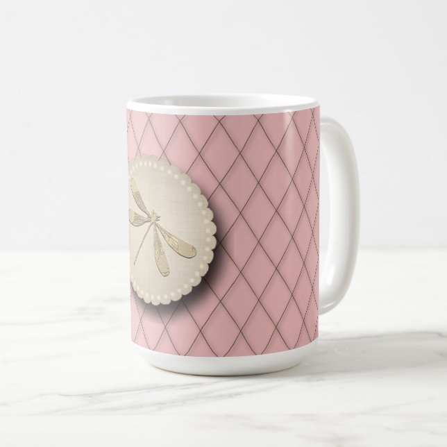 Caneca De Café Linda Libélula Dourada (Frente Esquerda)