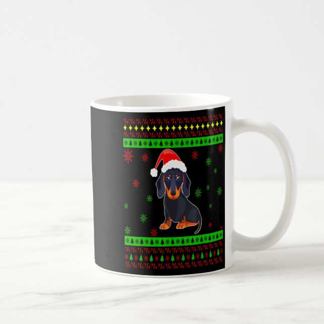 Caneca De Café Linda Mãe de Dachshund Longo Cachorro Feliz Natal  (Direita)