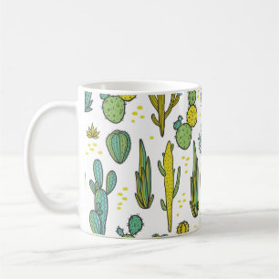Caneca De Café Linda mão desenhada cactos abstrato, marinheiro n