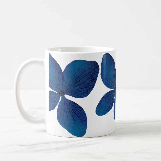 Caneca De Café Linda mão pintada de água cor azul escura (Esquerda)