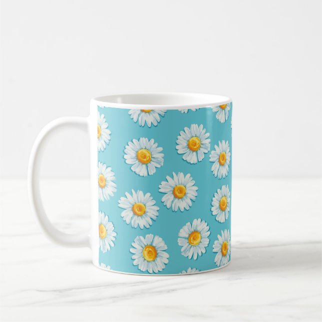 Caneca De Café Linda margarida flores sem costura (Esquerda)