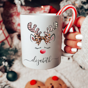 Caneca De Café Linda Menina Reindeer Natal