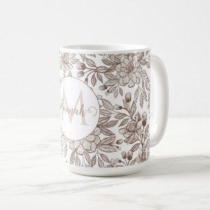 Caneca De Café Linda Mocha Mousse Vintage Floral
