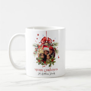 Caneca De Café Linda moldura de Natal em forma de bola de Natal p