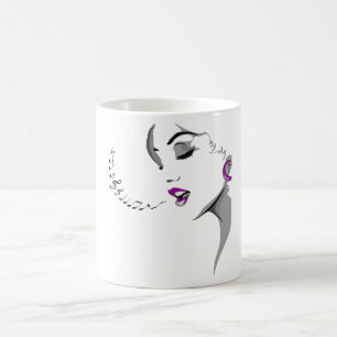 Caneca De Café Linda Mulher Cantando