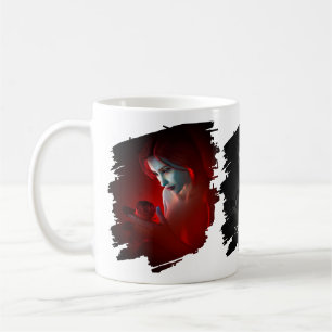 Caneca De Café Linda mulher segurando uma rosa