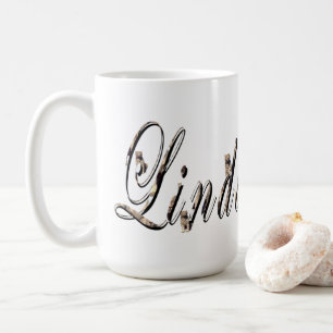Caneca De Café "Linda" Nome Feito Com Tigres Brancos,