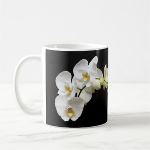 Caneca De Café Linda Orquídea Branca com Fundo Negro