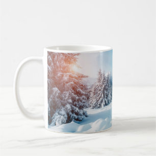 Caneca De Café Linda paisagem natural de inverno, incrível montan