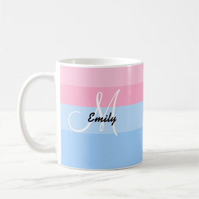 Caneca De Café Linda Pastel Rosa e Azul (Esquerda)