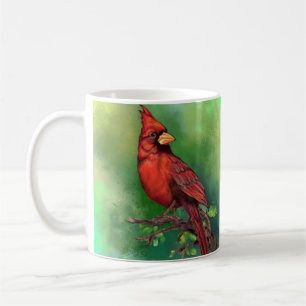 Caneca De Café Linda pintura de pássaro vermelho Norte