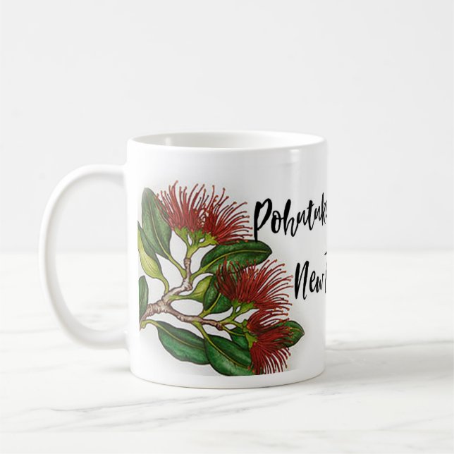Caneca De Café Linda Pohutukawa Flores De Café Mug (Esquerda)