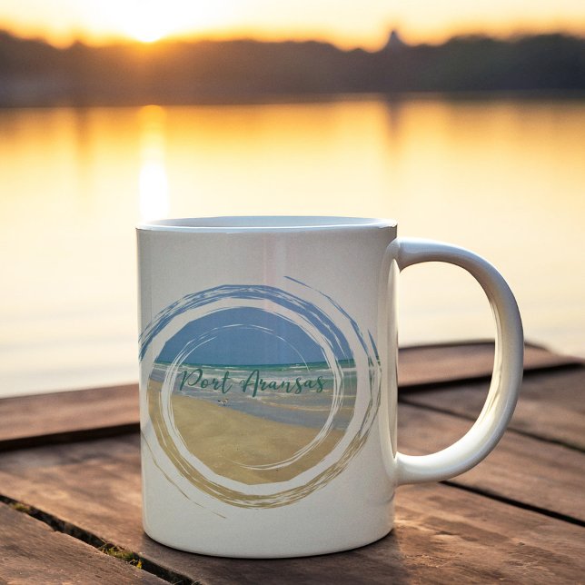 Caneca De Café Linda Praia de Port Aransas Texas (Criador carregado)