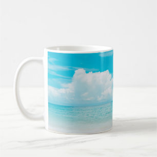 Caneca De Café Linda praia tropical com céu azul e branco c
