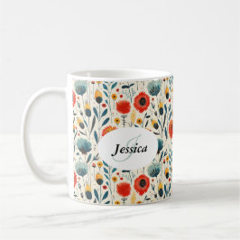 Caneca De Café Linda Primavera Colorido Meninas Flores Silvestres
