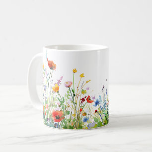 Caneca De Café Linda Primavera Meadow Flowers Wrap