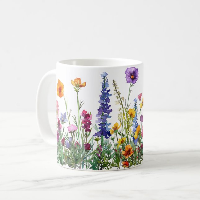 Caneca De Café Linda Primavera Meadow Flowers Wrap (Frente Esquerda)