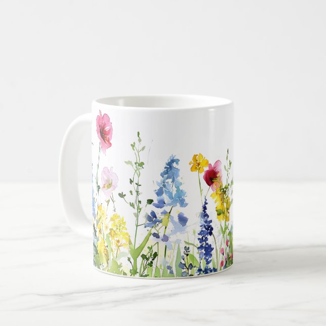 Caneca De Café Linda Primavera Meadow Flowers Wrap (Frente Esquerda)