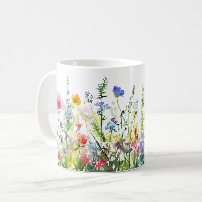 Caneca De Café Linda Primavera Meadow Flowers Wrap (Frente Esquerda)