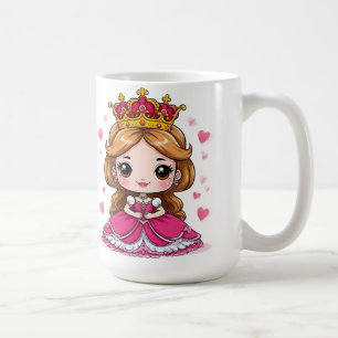 Caneca De Café Linda Princesa de Desenho Animado em Vestido Rosa