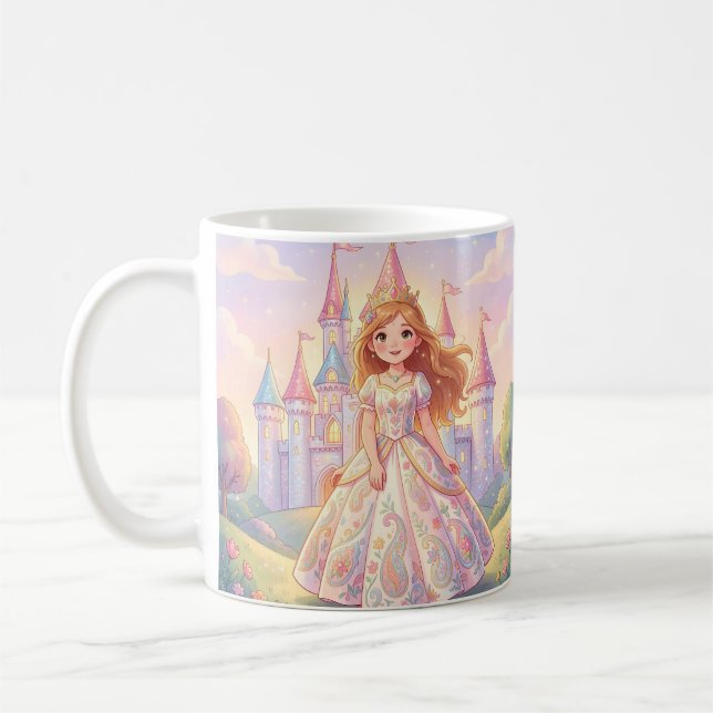 Caneca De Café Linda princesinha com castelo cintilante (Esquerda)