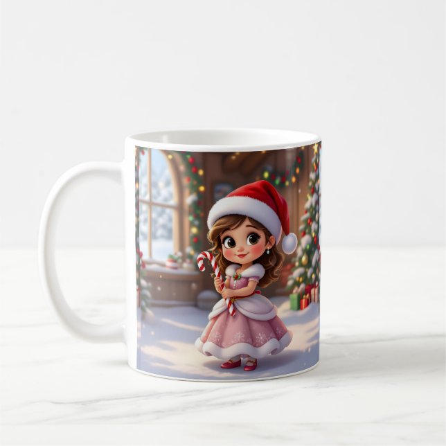 Caneca De Café Linda princesinha com chapéu de Natal (Esquerda)