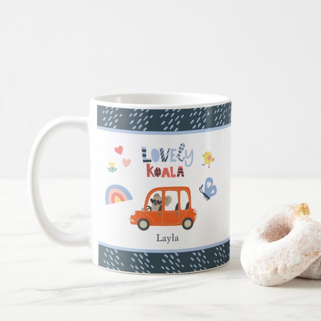 Caneca De Café Linda Rapariga Koala Nome Cute Animal Co (Com Donut)