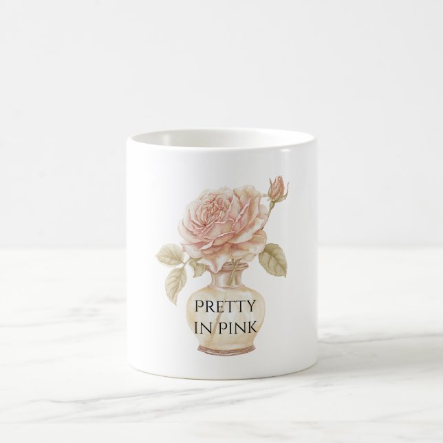 Caneca De Café Linda Rosa Flor em Vaso Rosa (Centro)