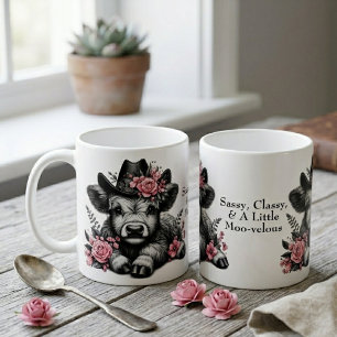 Caneca De Café Linda Vaqueira Touro das Terras Altas Com Texto