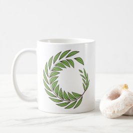 Caneca De Café Linda Verde Laurel Wreath.